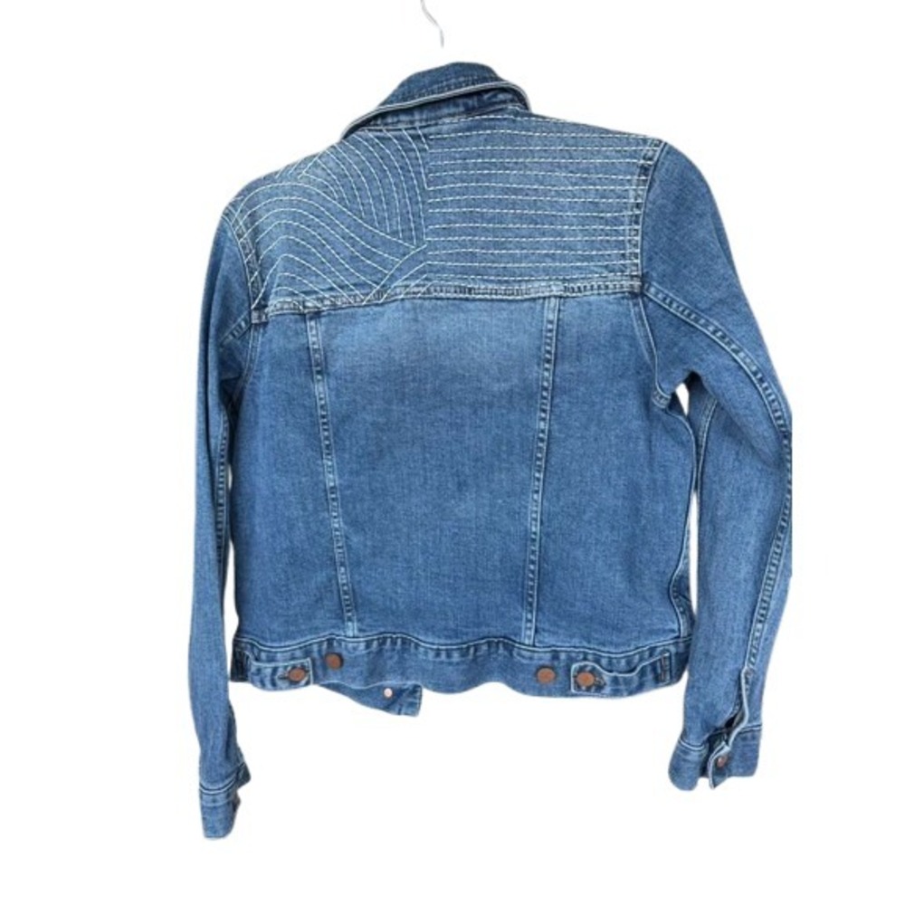 Marine Layer Eileen Cropped Trucker Jacket Denim Embroidered Western‎ Festival - Picture 3 of 10